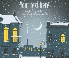 City in the snow vector background 01