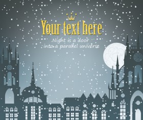 City in the snow vector background 02