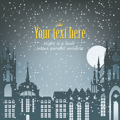 City in the snow vector background 02