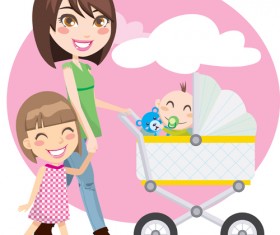 Cartoon City scenes elements vector graphics 01