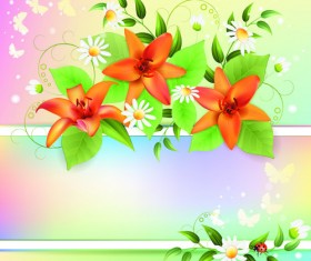 Vector of Color Spring flower Backgrounds 01