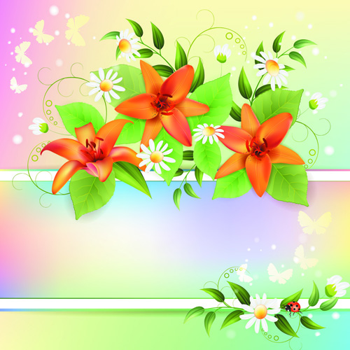 Vector of Color Spring flower Backgrounds 01