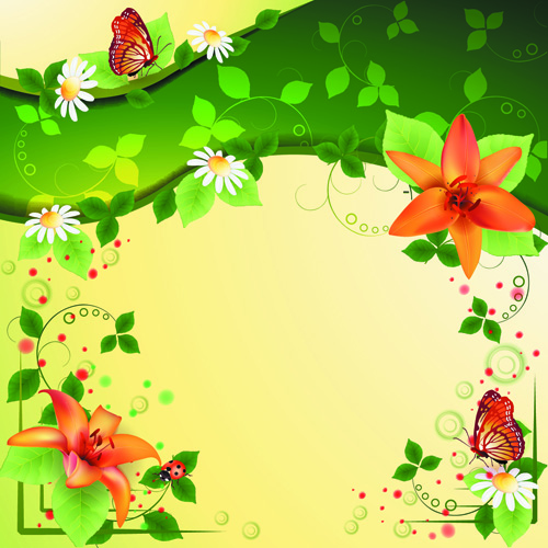 Vector of Color Spring flower Backgrounds 04