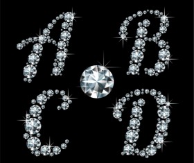 Shiny Diamond letters vector material 01