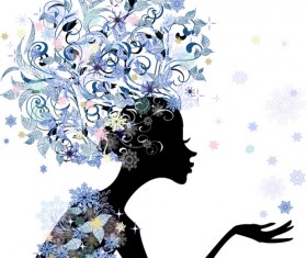 Set of Floral season girls vector graphic 03