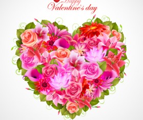 Vector Flowers heart design elements 03