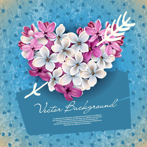 Vector Flowers heart design elements 05
