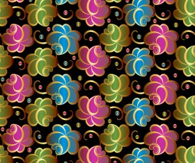 Colored Flower Seamless pattern vector 01