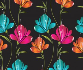 Colored Flower Seamless pattern vector 02