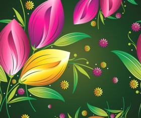 Colored Flower Seamless pattern vector 04