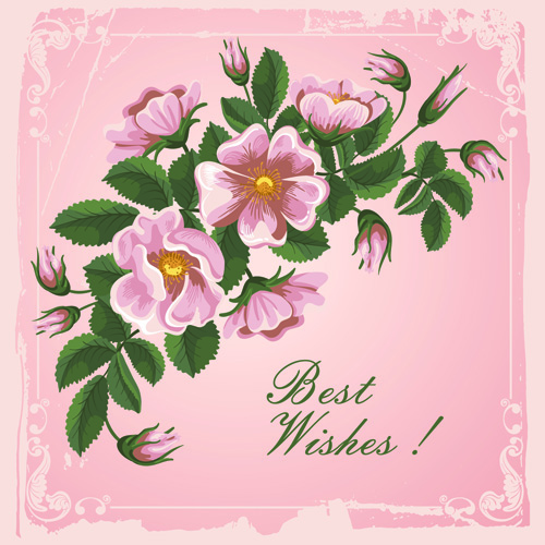Flower wishes card vector