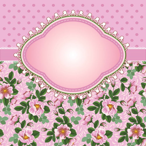 Flower with frame background vector 02