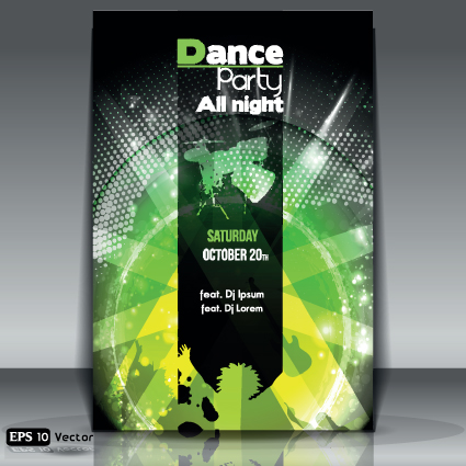 Dance party Flyer cover template vector 01