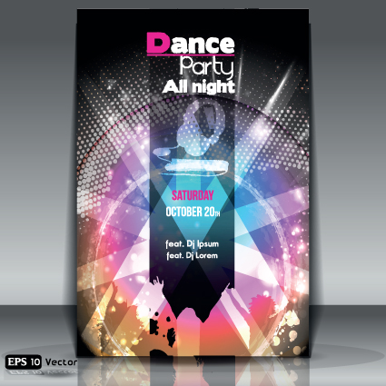Dance party Flyer cover template vector 02