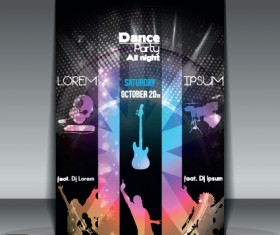 Dance party Flyer cover template vector 03