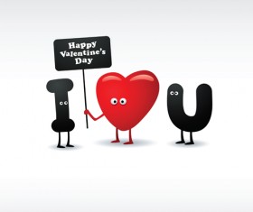 Set of Funny valentine card vector graphics 02