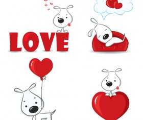 Set of Funny valentine card vector graphics 04