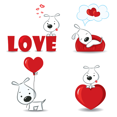 Set of Funny valentine card vector graphics 04