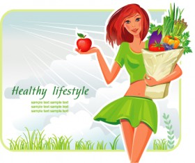 Vector set of Shopping girl design elements 01