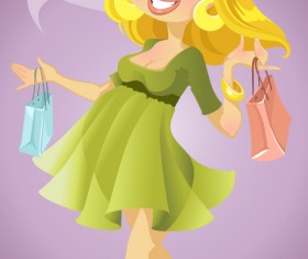 Vector set of Shopping girl design elements 02