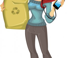 Vector set of Shopping girl design elements 03