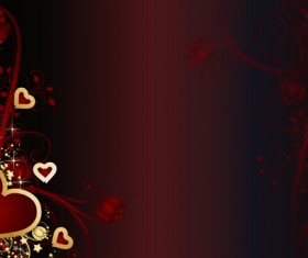 Golden hearts Valentine vector background