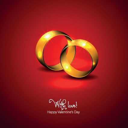 Golden wedding rings Valentine vector background 01