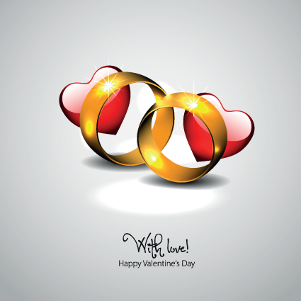 Golden wedding rings Valentine vector background 02