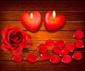 Heart candles and roses vector