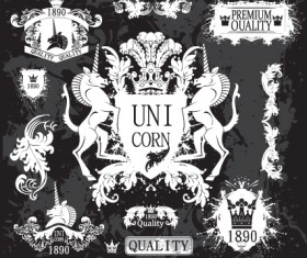 Black and White Heraldry coat of arms vector 02