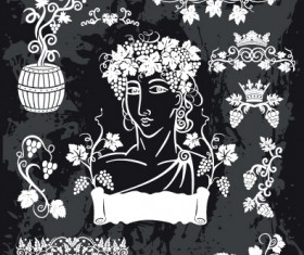 Black and White Heraldry coat of arms vector 04