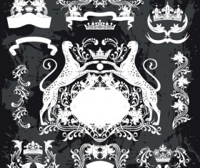 Black and White Heraldry coat of arms vector 05