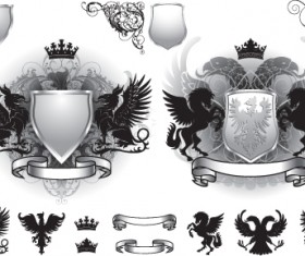 Vintage Royal labels design vector graphics 04