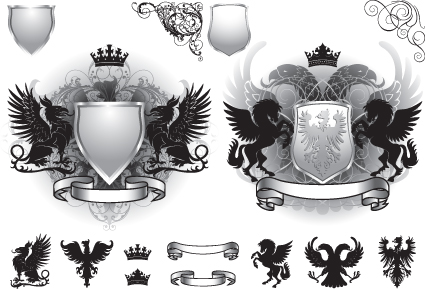 Vintage Royal labels design vector graphics 04