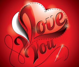 I love You heart card vector 01