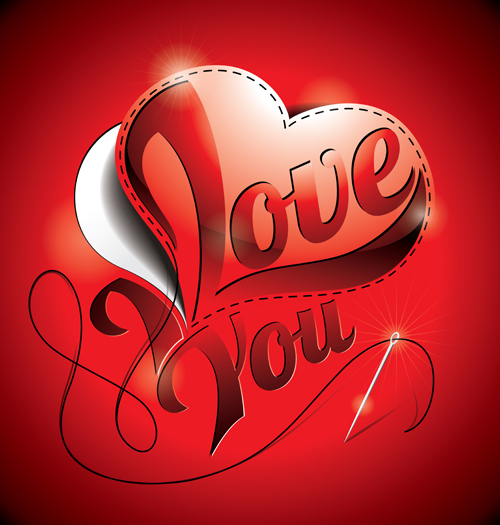 Download I love You heart card vector 01 free download