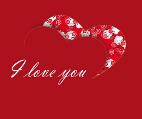 I love You heart card vector 03