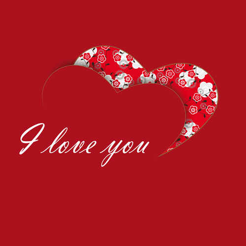 Download I love You heart card vector 03 free download