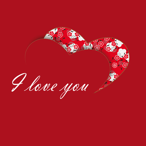 I love You heart card vector 03