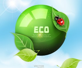 ladybug with Leaves vector backgrounds 01
