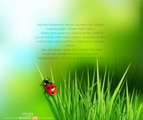 ladybug with Leaves vector backgrounds 03