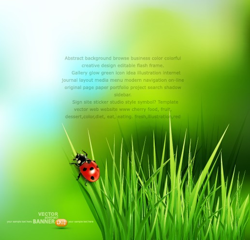 ladybug with Leaves vector backgrounds 03