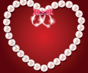 Pearl heart and wedding rings vector 02