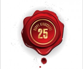 Red Wax seal cards vector 01