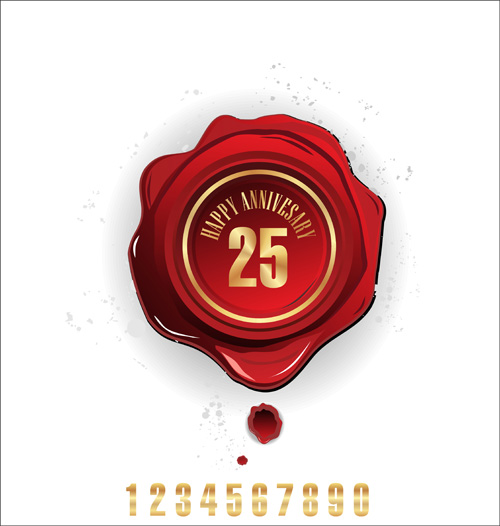 Red Wax seal cards vector 01