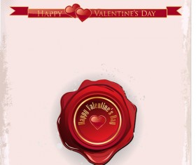 Red Wax seal cards vector 02