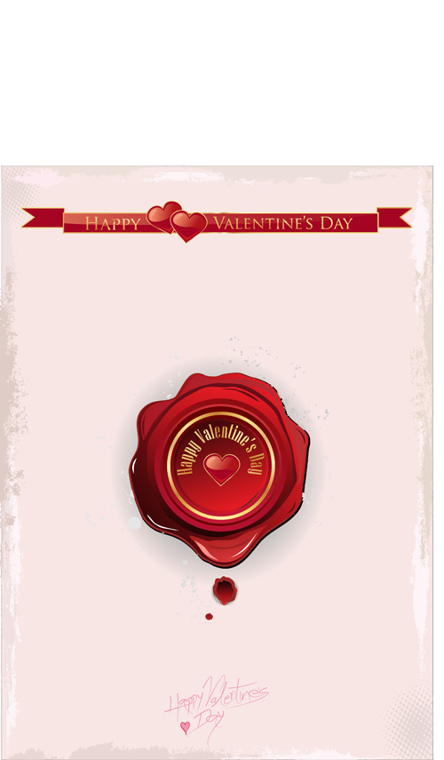 Red Wax seal cards vector 02
