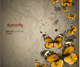 Retro Butterfly background vector 02
