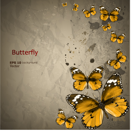 Retro Butterfly background vector 02