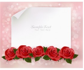 Roses with blank paper vector background 01